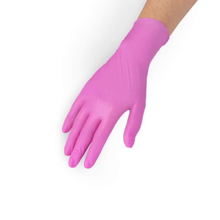 Guantes de nitrilo - rosa, L 